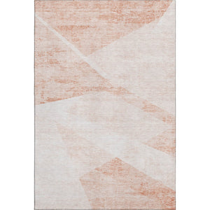 HomeRoots 9' X 12' Salmon and Ivory Geometric Washable Area Rug - UV Protected, Stain-Resistant, Stylish Design 664587