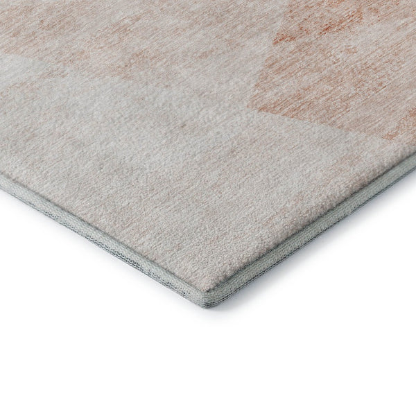 HomeRoots 9' X 12' Salmon and Ivory Geometric Washable Area Rug - UV Protected, Stain-Resistant, Stylish Design 664587