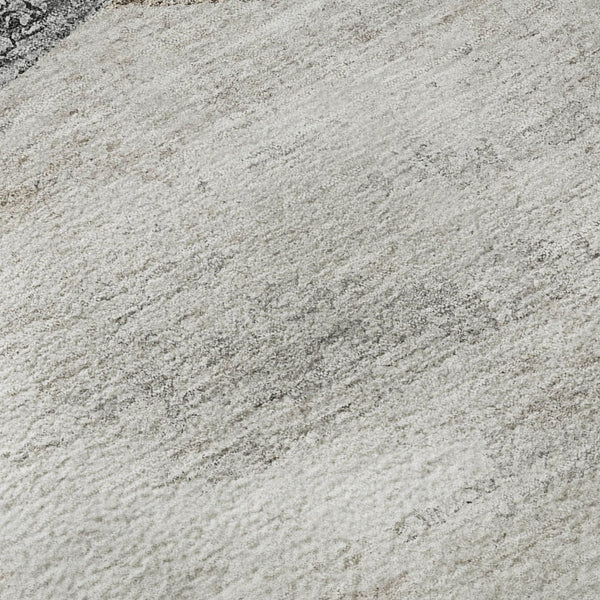 HomeRoots 8' Stylish Silver Gray & Brown Geometric Washable Round Rug with UV Protection for Any Space 664591