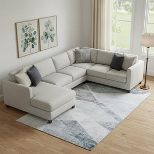 HomeRoots 9' X 12' Stylish Sky Blue Gray Silver Geometric Washable Area Rug with UV Protection & Durability 664599