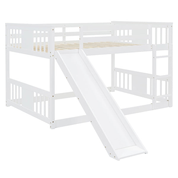 English Elm Full Over Kids Bunk Bed with Built-in Slide Ladder Pine Frame Gray Finish LT100208AAK