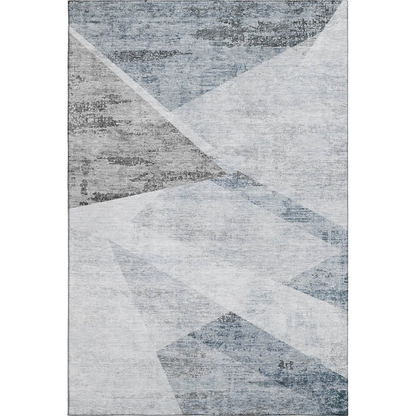HomeRoots 10' Sky Blue Gray Silver Geometric Area Rug - Durable, Washable, UV Resistant for Modern Spaces 664600