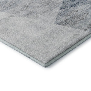 HomeRoots 10' Sky Blue Gray Silver Geometric Area Rug - Durable, Washable, UV Resistant for Modern Spaces 664600