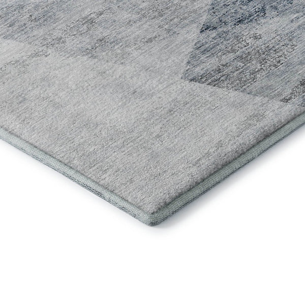 HomeRoots 10' Sky Blue Gray Silver Geometric Area Rug - Durable, Washable, UV Resistant for Modern Spaces 664600