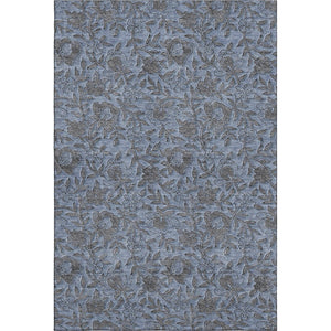 HomeRoots 9' X 12' Blue And Gray Floral Washable Area Rug - UV Protected, Stain Resistant, Perfect for Families 664605