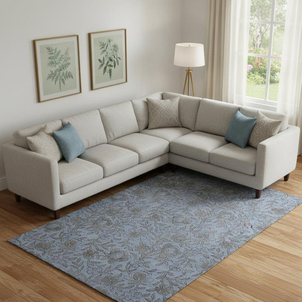 HomeRoots 10' X 14' Elegant Blue and Gray Floral Area Rug - Washable, UV Protected for High-Traffic Spaces 664606