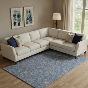 HomeRoots 8' X 10' Denim Blue Taupe Floral Washable Area Rug - Durable, Stain-Resistant, UV Protected Comfort! 664610