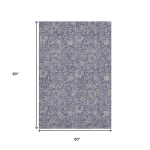 HomeRoots 5' X 8' Eggplant and Gray Floral Area Rug - Washable, UV Protected, Stylish & Durable for High-Traffic Spaces 664614