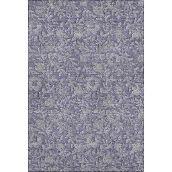 HomeRoots 8' X 10' Eggplant Gray Floral Area Rug – Durable, Washable, UV-Resistant for Stylish Family Spaces 664616