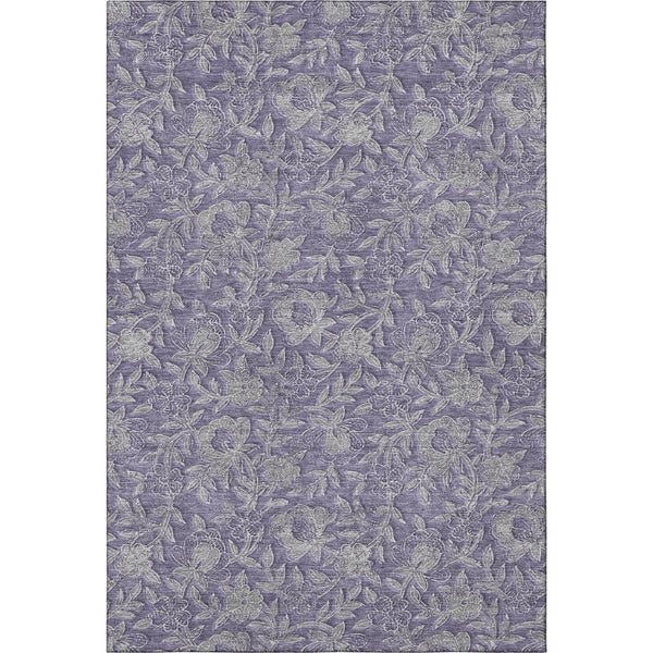 HomeRoots 8' X 10' Eggplant Gray Floral Area Rug – Durable, Washable, UV-Resistant for Stylish Family Spaces 664616