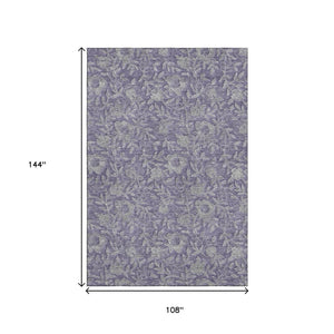 HomeRoots 9' X 12' Elegant Eggplant and Gray Floral Washable Area Rug with UV Protection for High-Traffic Homes 664617