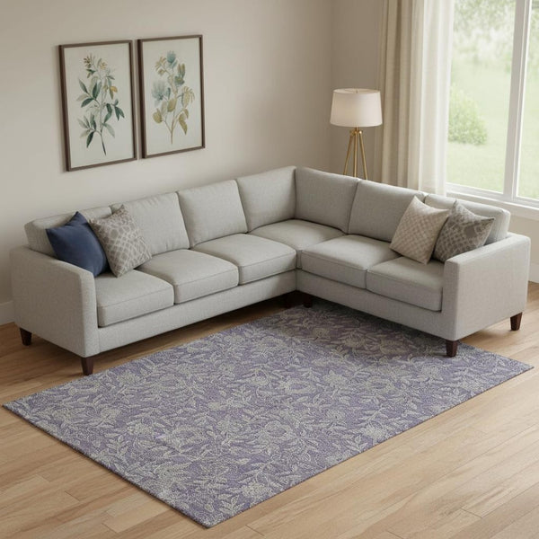 HomeRoots 9' X 12' Elegant Eggplant and Gray Floral Washable Area Rug with UV Protection for High-Traffic Homes 664617