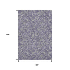 HomeRoots 10' X 14' Elegant Eggplant & Gray Floral Area Rug – Durable, Stain-Resistant, UV Protected Charm 664618