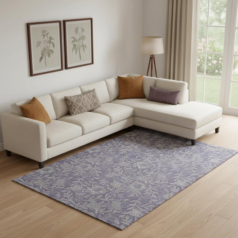 HomeRoots 10' X 14' Elegant Eggplant & Gray Floral Area Rug – Durable, Stain-Resistant, UV Protected Charm 664618