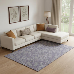 HomeRoots 10' X 14' Elegant Eggplant & Gray Floral Area Rug – Durable, Stain-Resistant, UV Protected Charm 664618