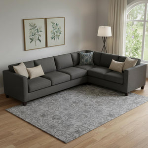 HomeRoots 9' X 12' Gray Floral Area Rug - Washable, UV Protected, Durable, Stain Resistant for Busy Homes 664623