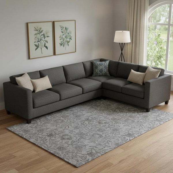 HomeRoots 9' X 12' Gray Floral Area Rug - Washable, UV Protected, Durable, Stain Resistant for Busy Homes 664623