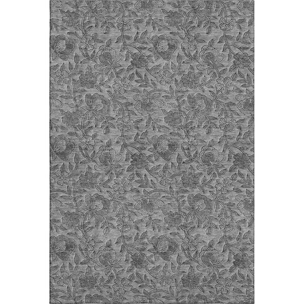 HomeRoots 10' Gray and Charcoal Floral Washable Area Rug with UV Protection - Durable, Stylish, and Stain-Resistant! 664624