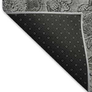 HomeRoots 10' Gray and Charcoal Floral Washable Area Rug with UV Protection - Durable, Stylish, and Stain-Resistant! 664624