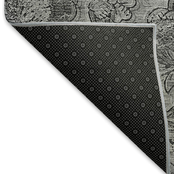 HomeRoots 10' Gray and Charcoal Floral Washable Area Rug with UV Protection - Durable, Stylish, and Stain-Resistant! 664624