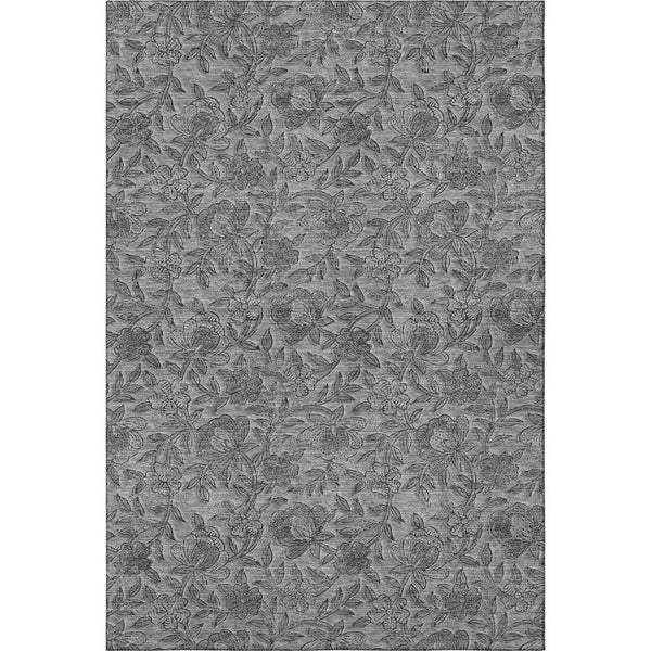 HomeRoots 10' Gray and Charcoal Floral Washable Area Rug with UV Protection - Durable, Stylish, and Stain-Resistant! 664624