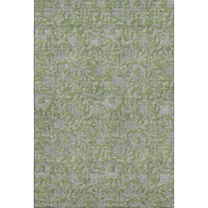 HomeRoots 5' X 8' Olive Green & Gray Floral Area Rug – Washable, UV-Protected, Durable for Homes with Kids & Pets 664632