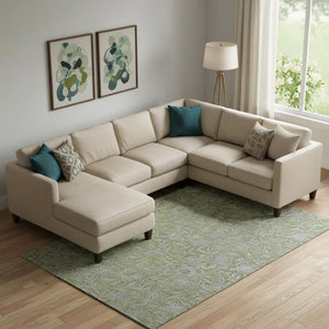 HomeRoots 8' X 10' Olive Green and Gray Floral Area Rug - Washable, Stain-Resistant, UV Protected, Stylish Comfort 664634