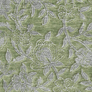 HomeRoots 8' X 10' Olive Green and Gray Floral Area Rug - Washable, Stain-Resistant, UV Protected, Stylish Comfort 664634