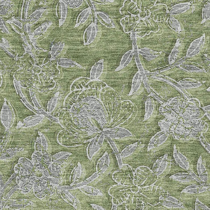 HomeRoots 10' X 14' Olive Green & Gray Floral Area Rug - Washable, UV-Protected, Perfect for High-Traffic Spaces! 664636
