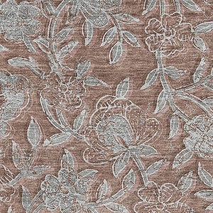 HomeRoots 5' X 8' Elegant Terra Cotta & Gray Floral Area Rug - Washable, UV Protected, Stain Resistant Design 664644