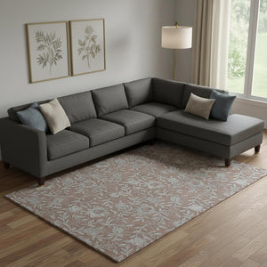 HomeRoots 8' X 10' Terra Cotta & Gray Floral Area Rug - Durable, UV-Protected, Washable Charm for Any Space 664646