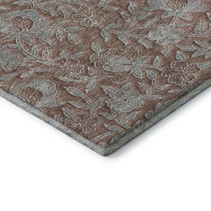 HomeRoots 8' X 10' Terra Cotta & Gray Floral Area Rug - Durable, UV-Protected, Washable Charm for Any Space 664646
