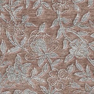 HomeRoots 8' X 10' Terra Cotta & Gray Floral Area Rug - Durable, UV-Protected, Washable Charm for Any Space 664646