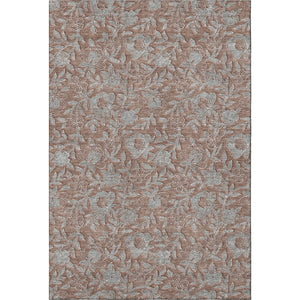 HomeRoots 8' X 10' Terra Cotta & Gray Floral Area Rug - Durable, UV-Protected, Washable Charm for Any Space 664646