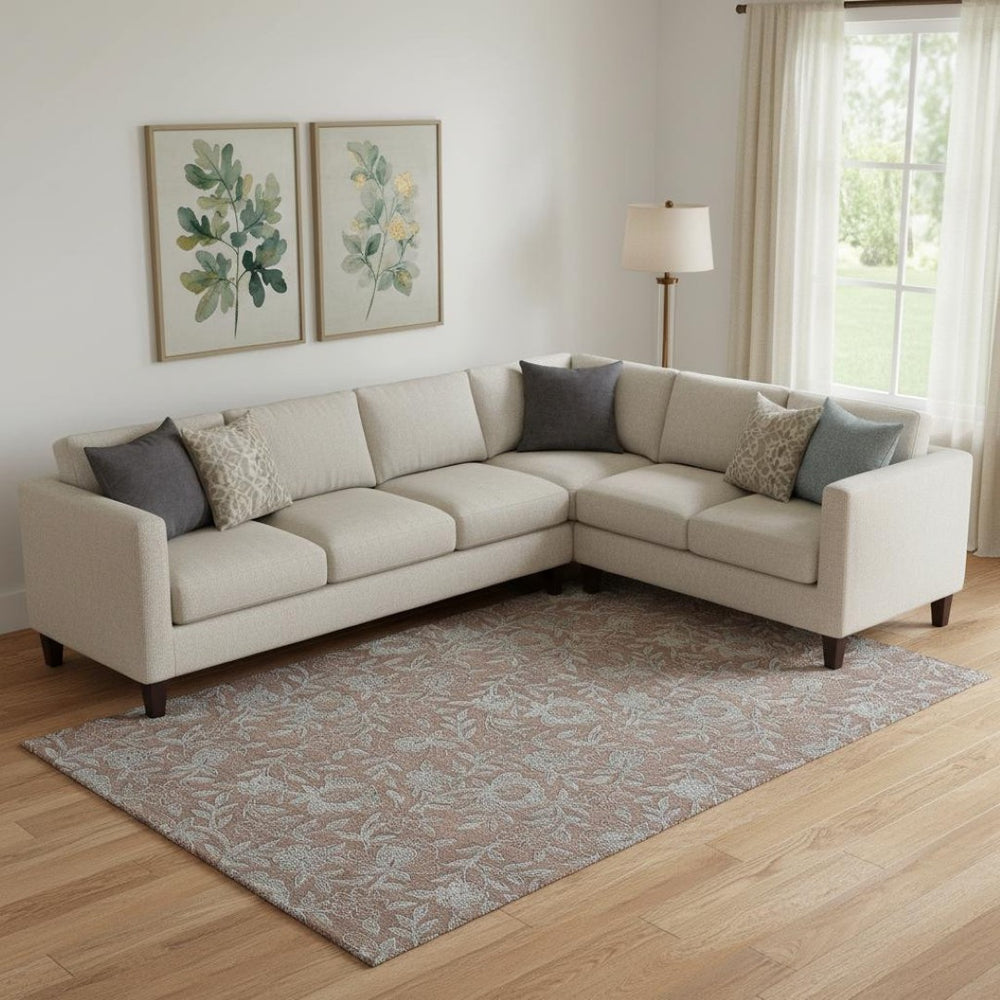 HomeRoots 9' X 12' Terra Cotta & Gray Floral Washable Area Rug - UV Protected, Stain-Resistant, Versatile Decor 664647