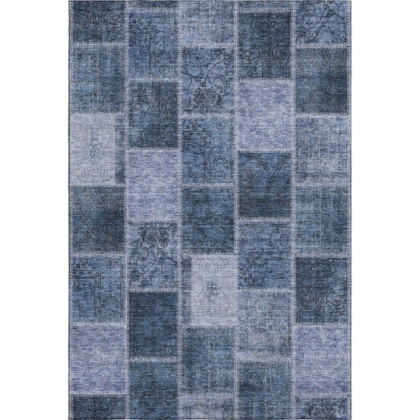HomeRoots 9' X 12' Blue and Gray Patchwork Area Rug – Washable, UV Protected, Stylish & Stain-Resistant Design 664653