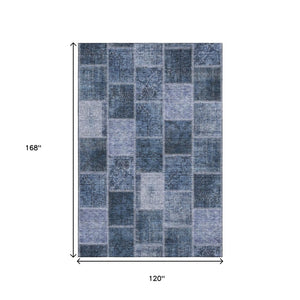 HomeRoots 10' Blue and Gray Patchwork Area Rug - Washable, UV-Protected, Durable, Stylish for Any Space! 664654