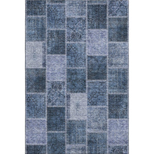 HomeRoots 10' Blue and Gray Patchwork Area Rug - Washable, UV-Protected, Durable, Stylish for Any Space! 664654