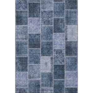 HomeRoots 10' Blue and Gray Patchwork Area Rug - Washable, UV-Protected, Durable, Stylish for Any Space! 664654