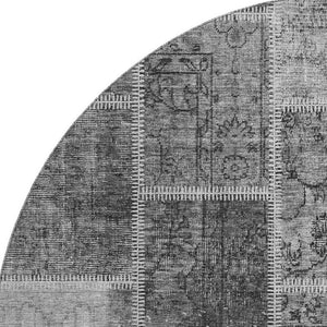 HomeRoots 8' Gray and Charcoal Washable Round Rug with UV Protection - Durable, Stylish, and Easy to Clean 664663