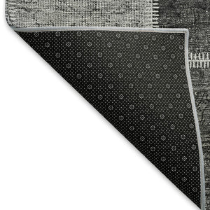HomeRoots 9' X 12' Gray and Charcoal Patchwork Area Rug – Washable, UV Protected, Stain Resistant, Durable Design 664665