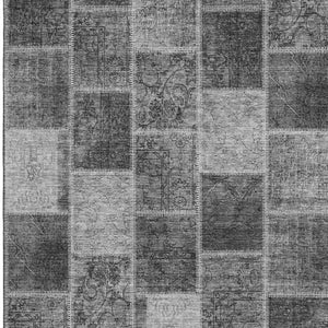 HomeRoots 9' X 12' Gray and Charcoal Patchwork Area Rug – Washable, UV Protected, Stain Resistant, Durable Design 664665