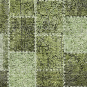 HomeRoots 8' X 10' Olive Green & Gray Patchwork Rug - Washable with UV Protection for Stylish, Durable Living Spaces 664670