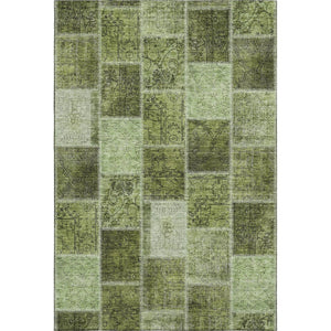 HomeRoots 9' X 12' Olive Green & Gray Patchwork Area Rug – Durable, Stain Resistant, UV Protected for Homes 664671