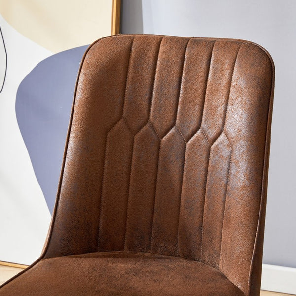 English Elm Table Set: 31.5" Dark Wood Grain Round Dining Table & 4 Brown Tech-Fabric Chairs For Small Spaces W1151S02482-GIGA