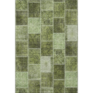 HomeRoots 10' X 14' Olive Green & Gray Patchwork Washable Area Rug - Durable, Soft, UV-Resistant & Stylish 664672