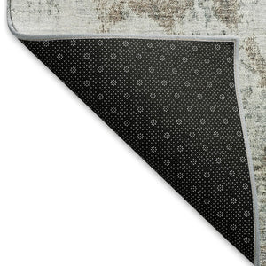 HomeRoots 5' X 8' Modern Gold Ivory Gray Abstract Washable Area Rug with UV Protection for Busy Homes 664692
