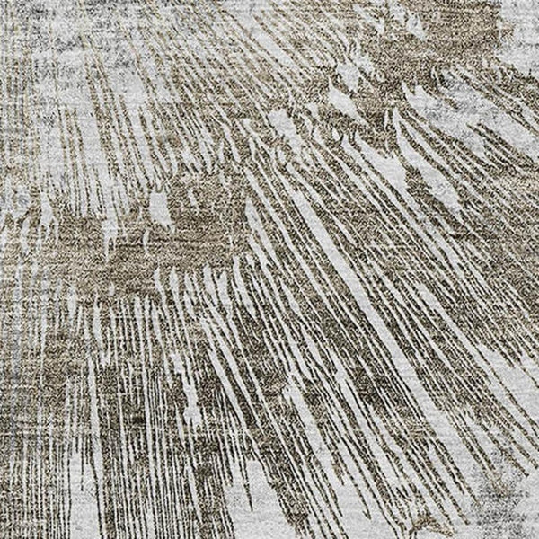 HomeRoots 8' X 10' Stylish Abstract Area Rug in Taupe, Ivory & Gray - Washable, UV Protected & Stain Resistant! 664706