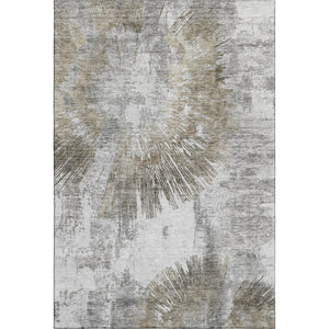 HomeRoots 10' X 14' Abstract Washable Area Rug in Taupe, Ivory & Gray – Durable, UV-Protected & Stylish Decor Solution 664708