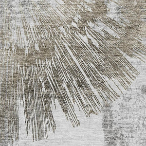 HomeRoots 10' X 14' Abstract Washable Area Rug in Taupe, Ivory & Gray – Durable, UV-Protected & Stylish Decor Solution 664708